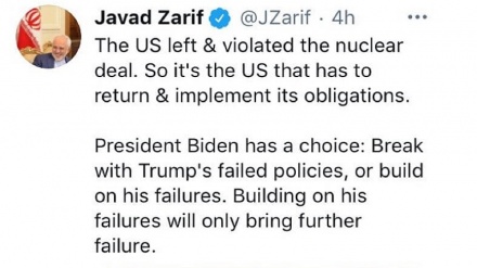 ظریف: آمریکا باید به برجام بازگشته و به تعهدات خود عمل کند