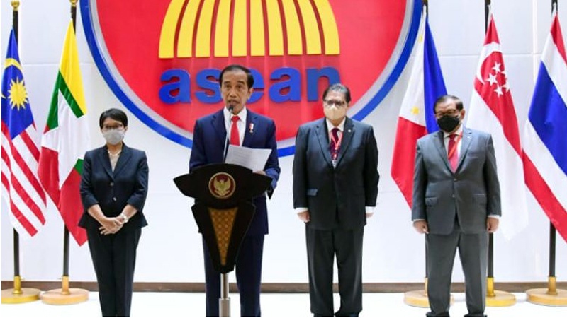KTT ASEAN di Jakarta, Sabtu (24/4/2021).