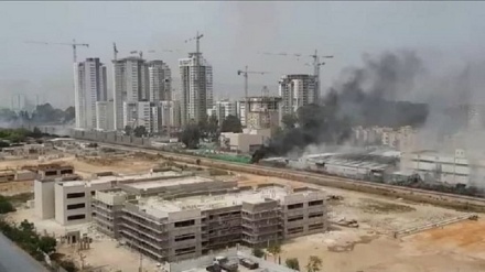 آتش سوزی نزدیک کارخانه‌ای نظامی در سرزمین‌های اشغالی+ فیلم