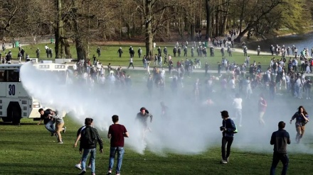 Policia belge godet protestuesit kundër kufizimeve koronare