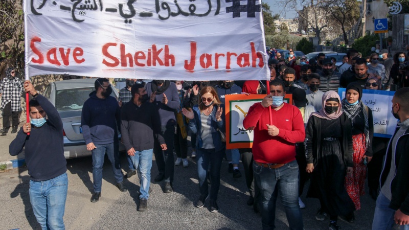 Demo dukungan terhadap warga Palestina di Sheikh Jarrah
