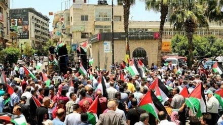 مراسم سالگرد اشغال فلسطین در رام الله + ویدئو