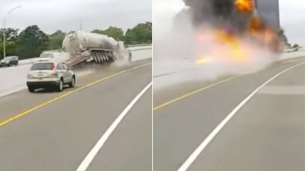 لحظه وحشتناک انفجار تانکر سوخت در بزرگراه