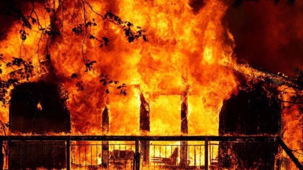 Thousands evacuate fast-moving California wildfire; homes burn