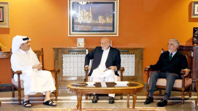 دیدار حامد کرزی و عبدالله عبدالله با وزیرامور خارجه‌ قطر