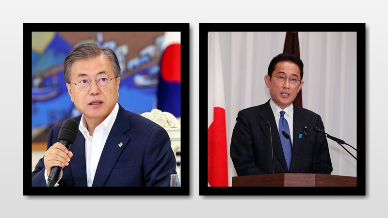 韓国の文在寅大統領と岸田首相