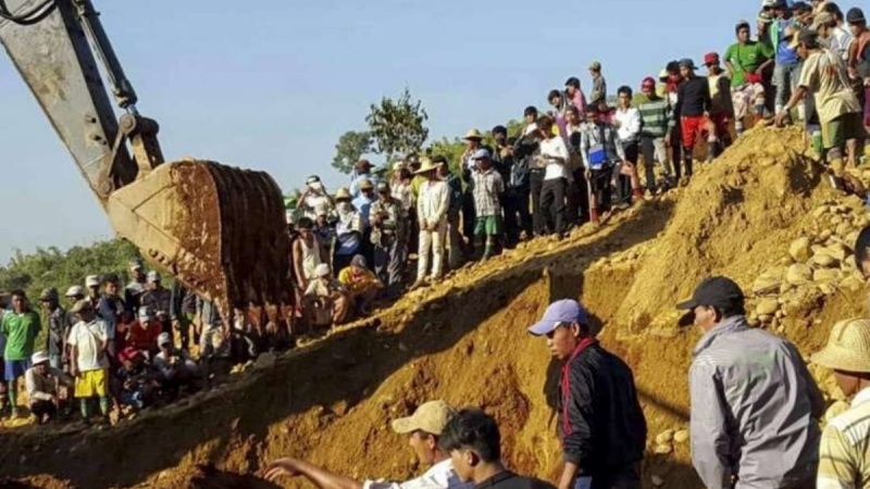 ミャンマー北部のヒスイ鉱山での土石崩落