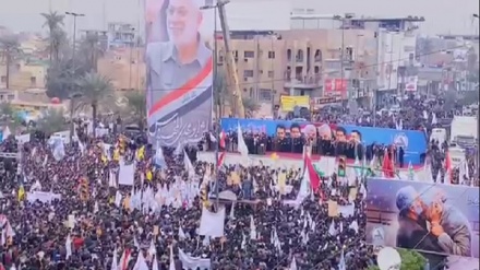 تجمع میلیونی مردم عراق در مراسم دومین سالگرد شهادت فرماندهان مقاومت 