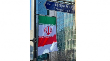 首尔德黑兰路升起伊朗国旗