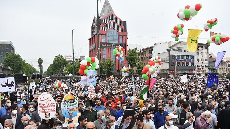 Pawai Hari Quds Internasional di Rasht, Jumat (29/4/2022).