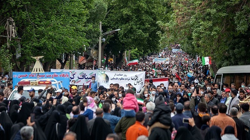 Pawai Hari Quds Internasional di Iran, Jumat (29/4/2022).