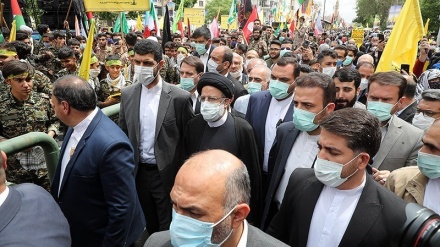 Foto Presiden Iran dalam Pawai Hari Quds Internasional  