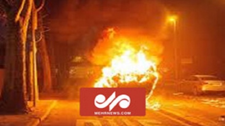 فیلم/ آتش زدن خودروی نظامیان رژیم صهیونیستی در شهر جنین