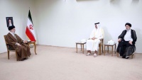 イランイスラム革命最高指導者のアリー・ハーメネイー師とカタールのタミーム・ビン・ハマド・アール・サーニ首長
