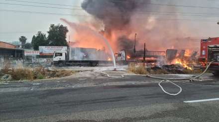 שריפה גדולה פרצה במפעל בוואדי עארה, סמוך לכביש 65