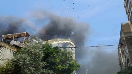 انفجار و آتش سوزی در ضاحیه جنوبی بیروت