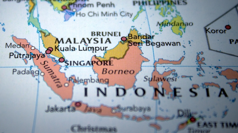 Peta Indonesia dan Malaysia.