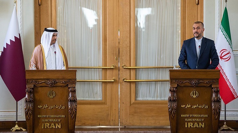 伊朗外长阿米尔·阿卜杜拉希安和卡塔尔外长穆罕默德·本·阿卜杜拉赫曼·阿勒萨尼