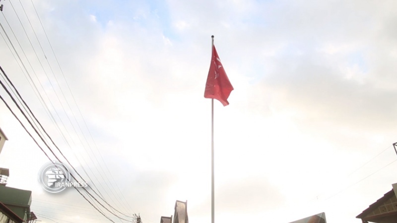 اهتزاز پرچم امام حسین (ع) در قماطیه لبنان؛ حزب‌الله در اوج قدرت 