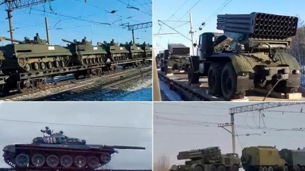 Arrivo di centinaia di carri armati e veicoli militari russi in Bielorussia