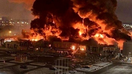آتش‌سوزی گسترده در یک مرکز خرید در  روسیه