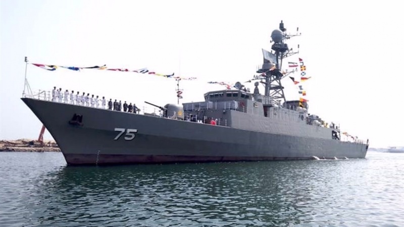 This file picture shows a view of Dena warship belonging to the Islamic Republic of Iran Navy.