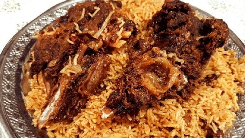 Nasi Balochi dengan daging tabahag