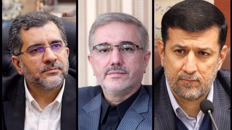 From right to left, Mohammad Aghamiri, Davoud Manzour and Mohammad Sadegh Khayatian were introduced as new members of Pres. Raeisi’s economic team.