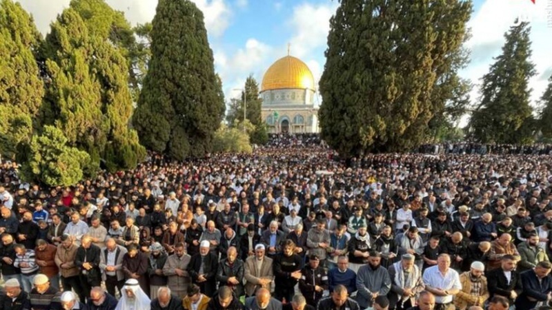 برگزاری باشکوه نماز عید فطر در مسجدالاقصی با حضور ۲۵۰هزار فلسطینی