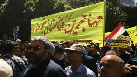 همراهی مهاجران افغانستانی با مردم مشهد در راهپیمایی روز قدس 