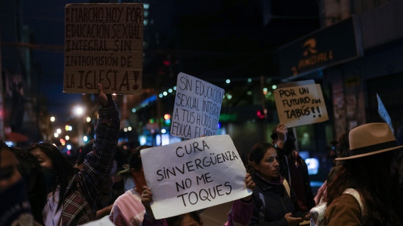  Bolivian protesters take to streets to ask for action over sexual abuse in church-run schools 