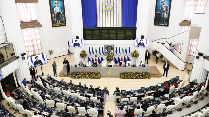 Presiden RII Sayid Ebrahim Raisi di Majelis Nasional Nikaraga, Rabu (14/6/2023).