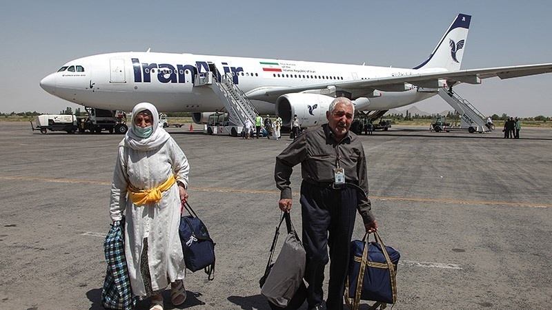Jemaah haji Iran dari Azerbaijan Barat, tiba di Urmia, Sabtu (8/7/2023).