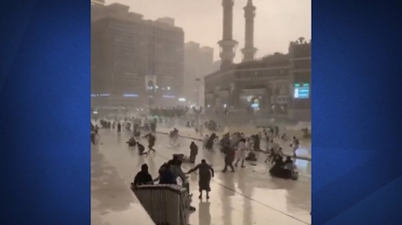 باران و طوفان شدید در مسجدالحرام+فیلم