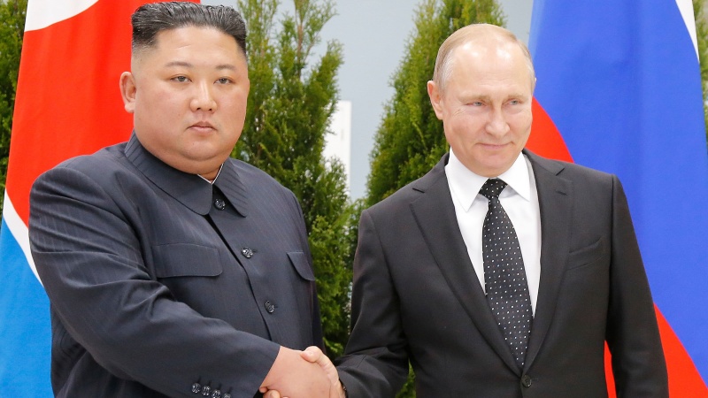 北朝鮮の金正恩（キムジョンウン）朝鮮労働党総書記とロシアのプーチン大統領