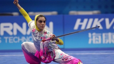  Female Iranian wushu fighter Kiani collects silver at Asian Games 