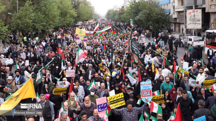 Marshi protestues në mbështetje të popullit të shtypur palestinez anë e mbanë Iranit