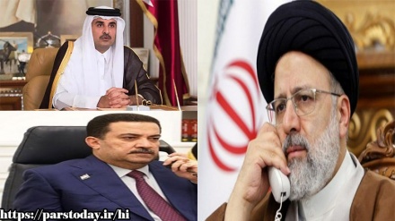राष्ट्रपति रईसी ने क़तर नरेश और इराक़ के प्रधानमंत्री से टेलीफ़ोन पर की बातचीत