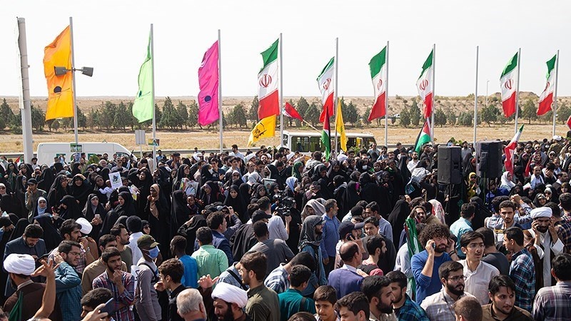 Warga Iran menyambut kedatangan Sheikh Ibrahim al-Zakzaky di Tehran, Rabu (11/10/2023).