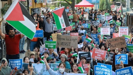韓国市民が、イスラエル非難デモを実施