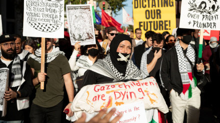 Activists gather outside APEC summit in San Francisco to condemn Israeli genocide in Gaza
