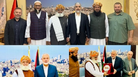 دیدار رهبران حماس و رئیس حزب جمعیت علمای اسلام پاکستان در قطر