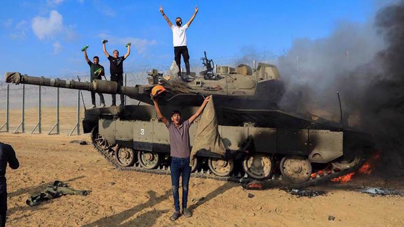 Penghancuran tank Merkava pada serangan 7 Oktober Badai Al-Aqsa