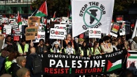 英ロンドンでのパレスチナ支持者らによる最大規模の反シオニスト・デモ