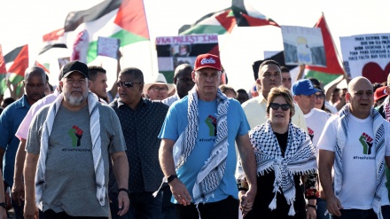 Cuban president leads anti-Israel demo in front of US embassy in Havana