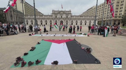 Demonstran Chili Gunakan Sepatu Anak Mengecam Kekerasan di Gaza
