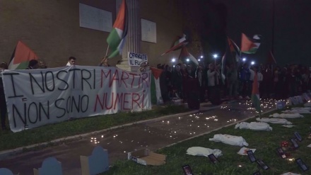  Sit-in to commemorate slaughtered Gaza children held in Rome 