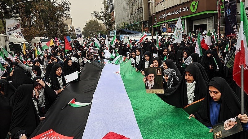 Pawai memperingati Hari Nasional Melawan Arogansi Global, Tehran, Sabtu (4/11/2023).
