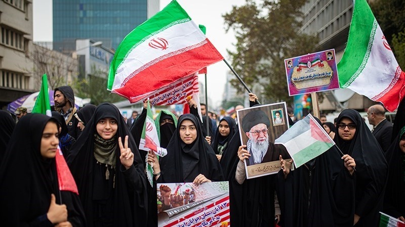 Pawai 13 Aban dan solidaritas kepada rakyat Palestina, Tehran, Sabtu (4/11/2023).
