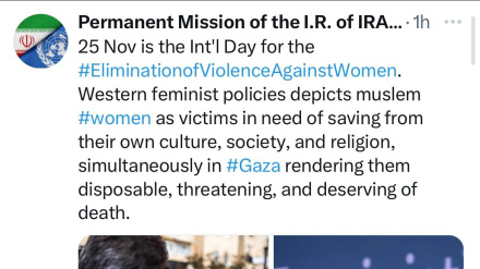 Представительство Ирана в Женеве: Феминистская политика Запада считает мусульманских женщин и женщин в Газе заслуживающими смерти
